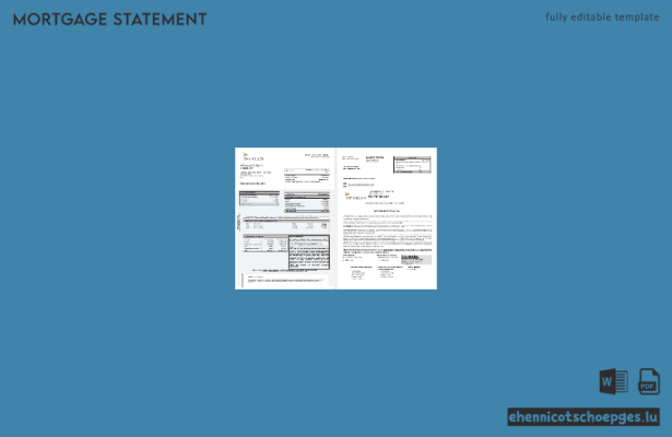 USA Bank of New York Mellon Bank Hypothekenabrechnung in Word- und PDF-Formaten 1-2 Beispielvorschau